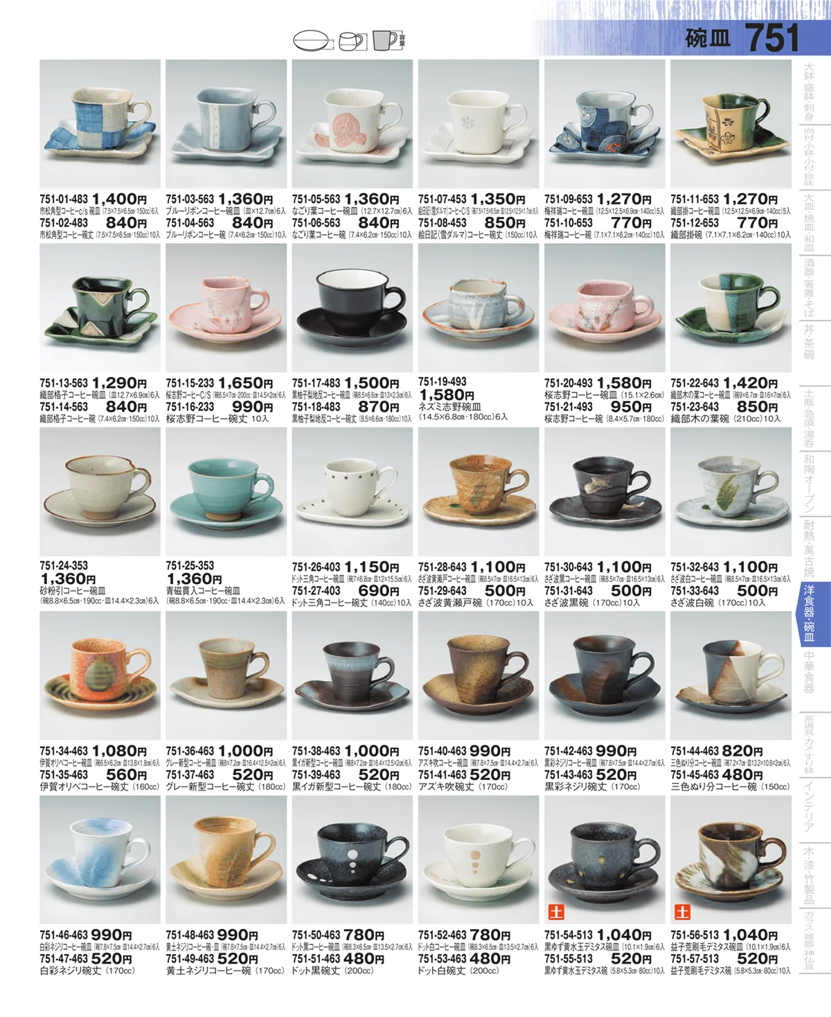 器望・ページ番号751・コーヒー・紅茶碗皿