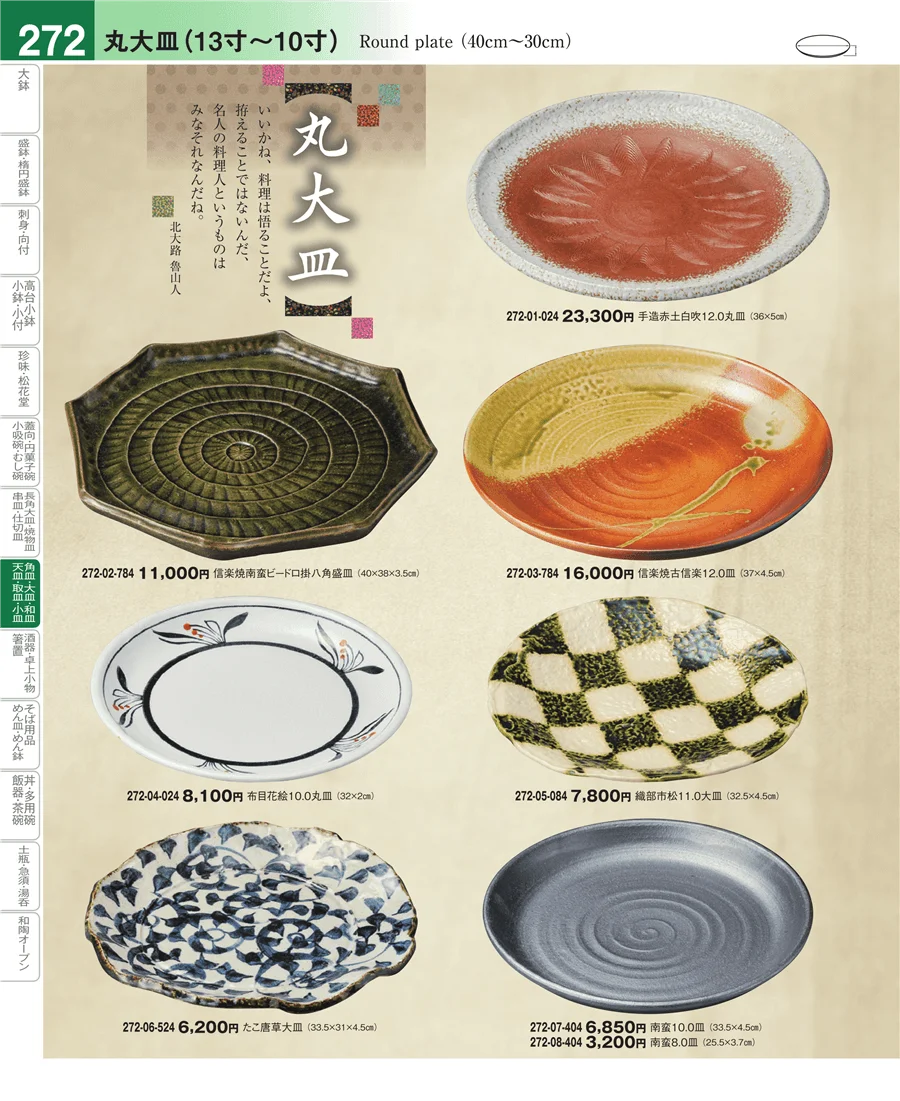 変形皿・丸大皿・丸和皿 ページ272