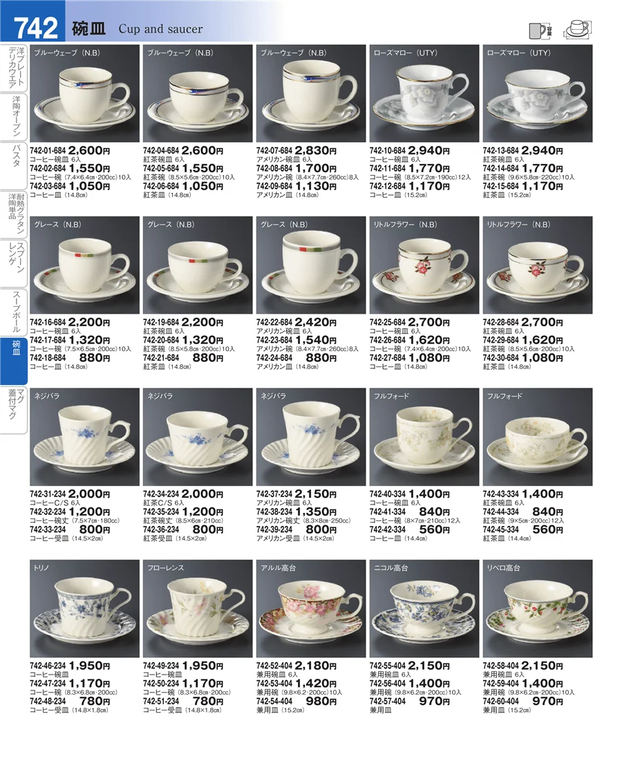 コーヒー・紅茶碗皿 ページ742