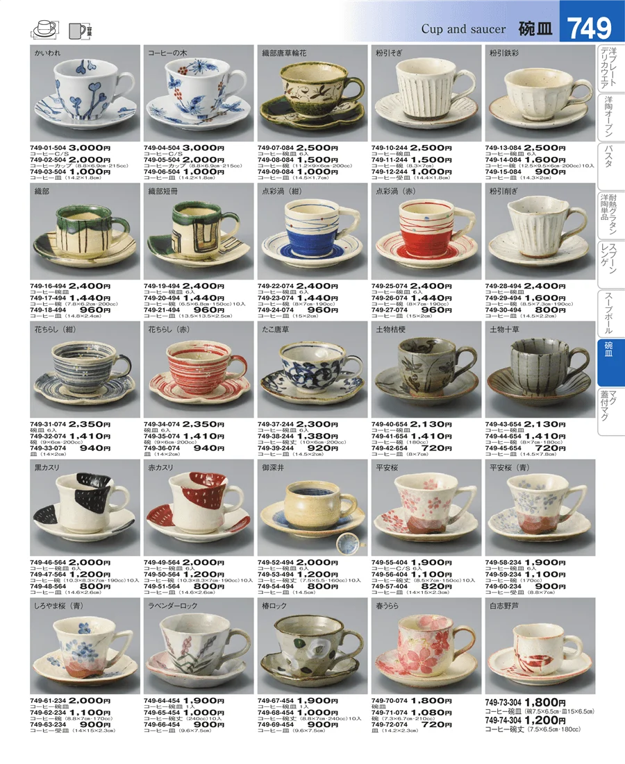 コーヒー・紅茶碗皿 ページ749
