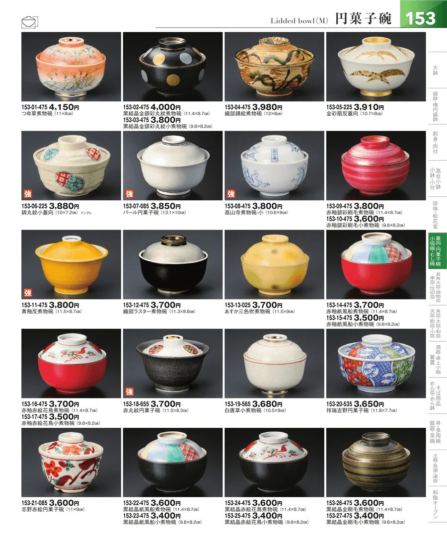 松花堂・蓋向・円菓子碗 ページ153