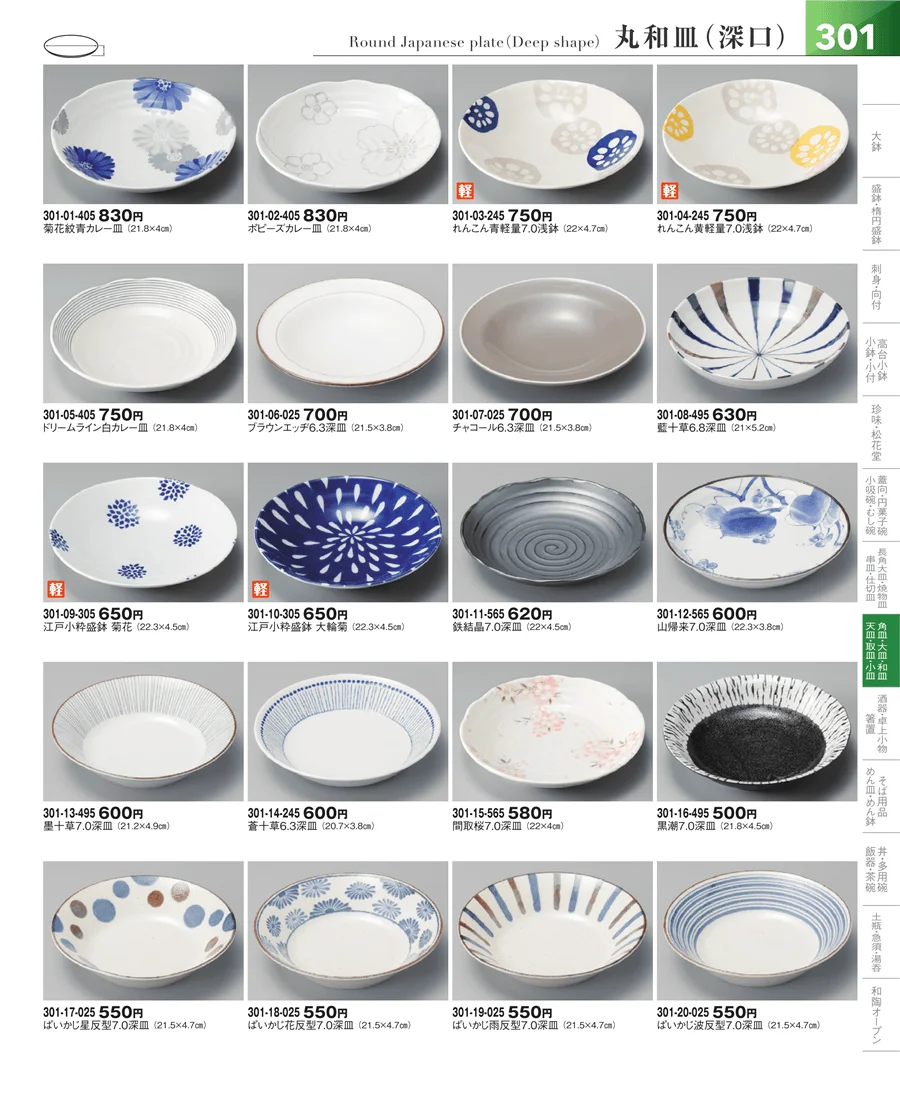 変形皿・丸皿・楕円皿 ページ301