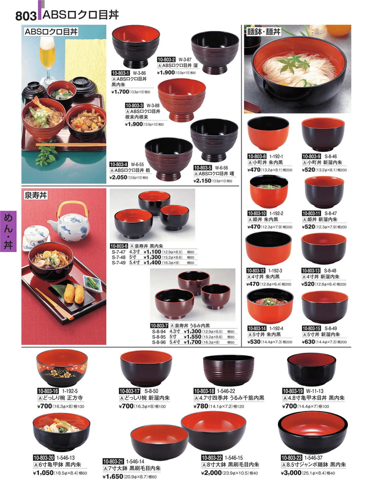 割烹漆器・ページ番号803・めん・丼