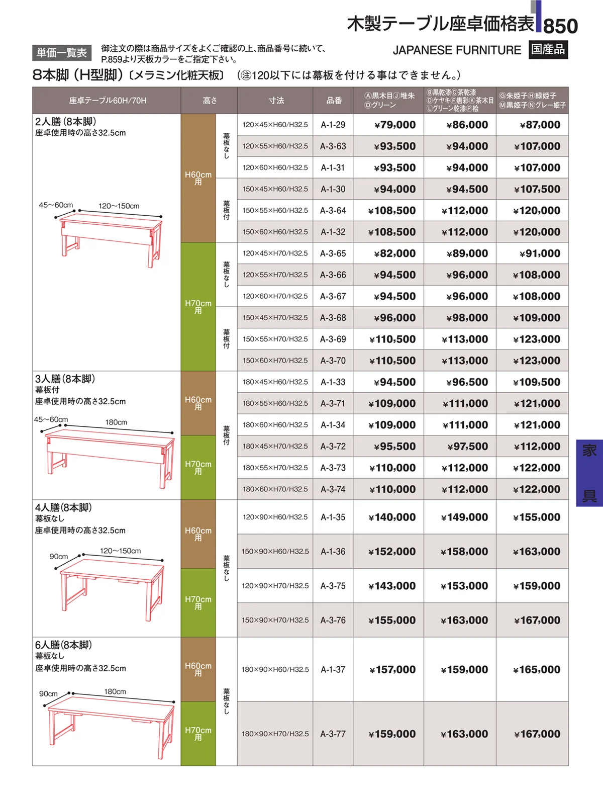 割烹漆器・ページ番号850・家具