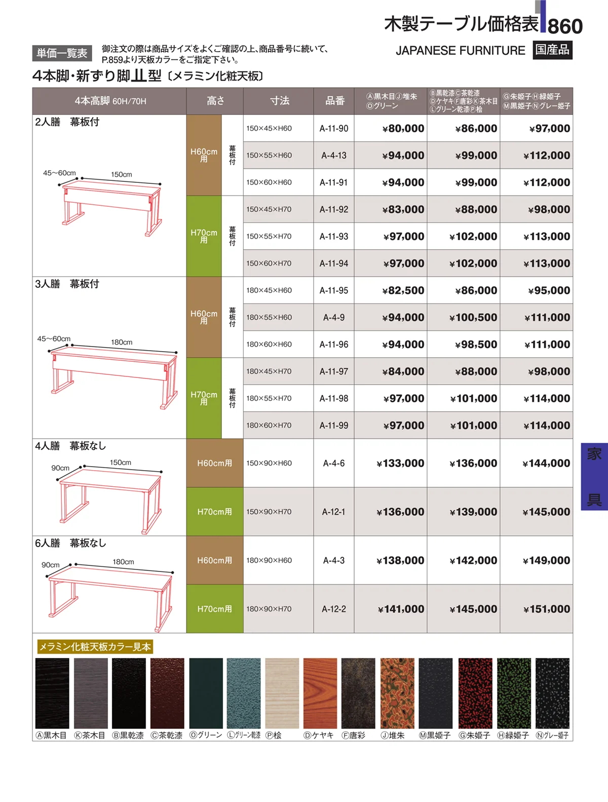 割烹漆器・ページ番号860・家具