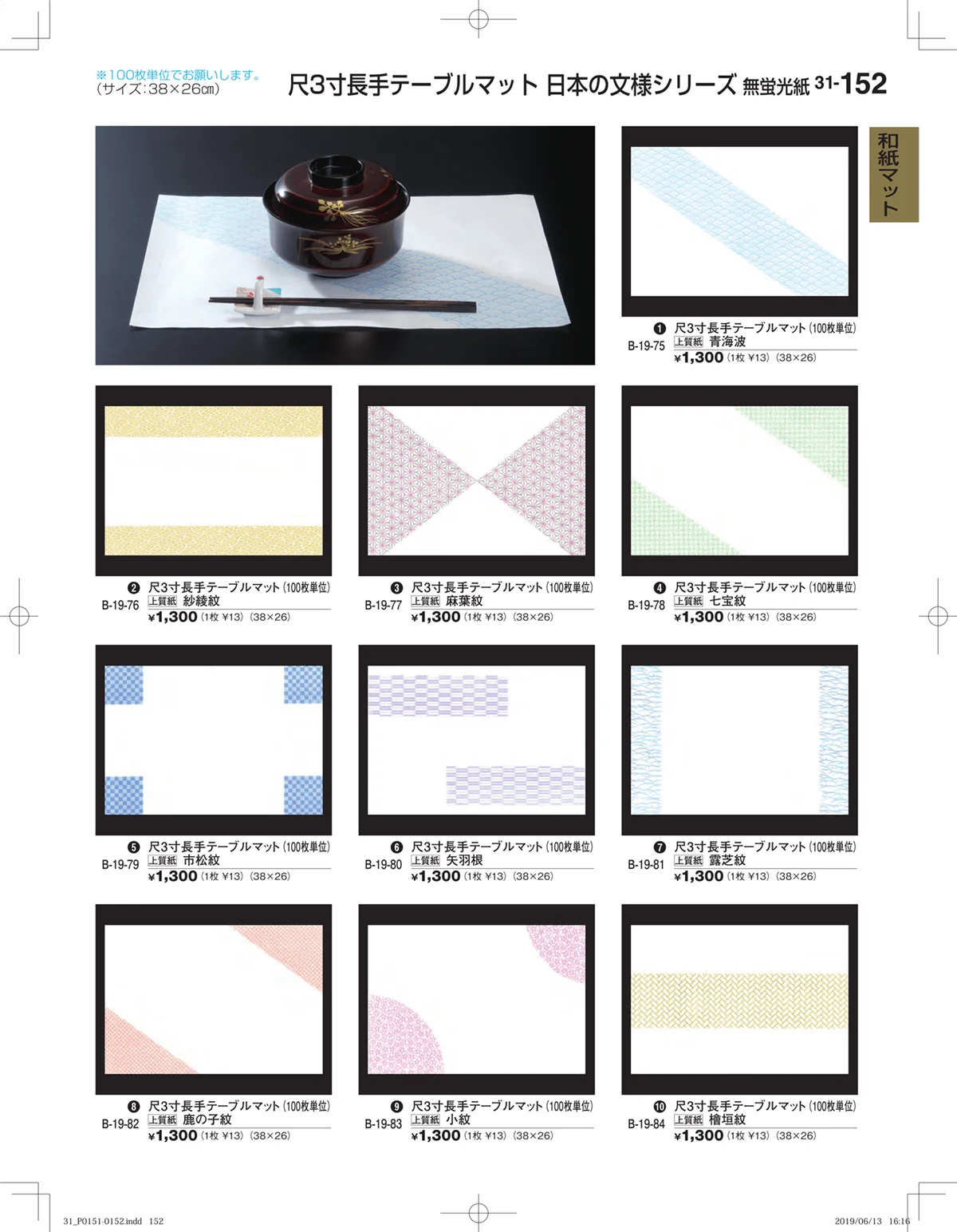 割烹漆器vol.31・ページ番号152・和紙マット