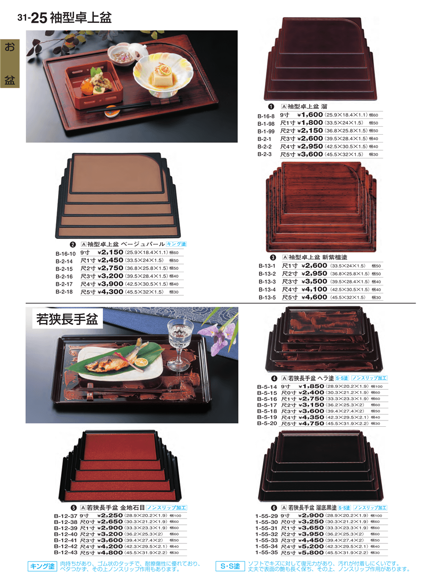 No.ka31-1-55-34若狭長手盆 溜底黒塗ＮＳ 尺４寸掲載ページ-業務用食器