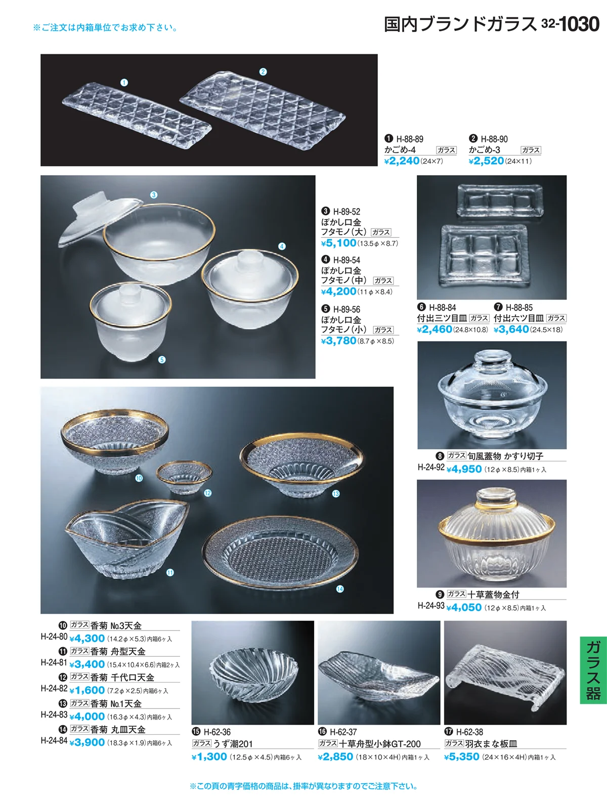 割烹漆器vol.32・ページ番号1030・ガラス器