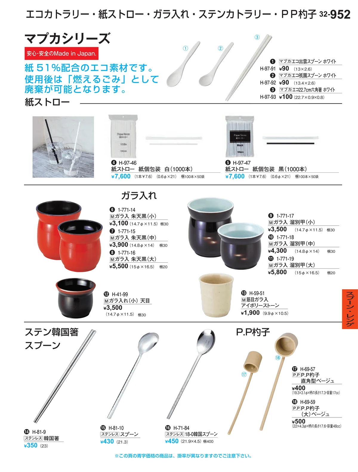 割烹漆器vol.32・ページ番号952・スプーン・レンゲ