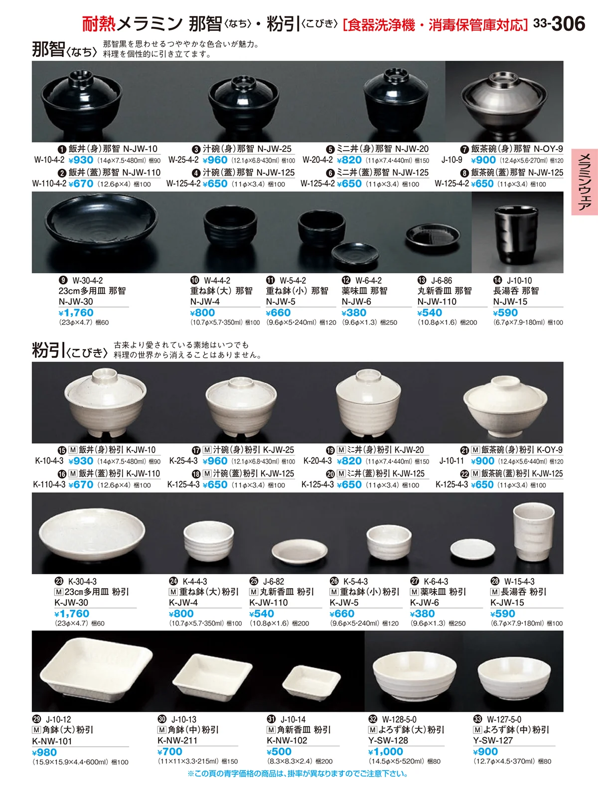 割烹漆器vol.33・ページ番号306・メラミンウェア