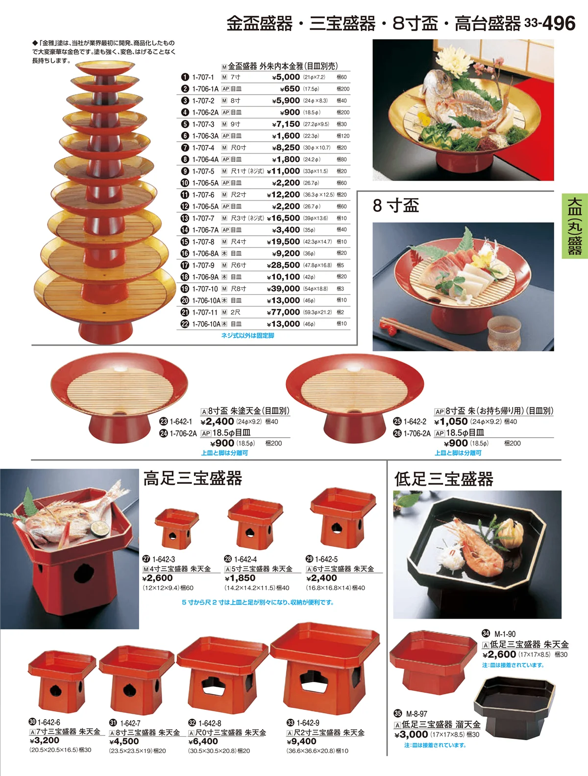割烹漆器vol.33・ページ番号496・大皿（丸）盛器