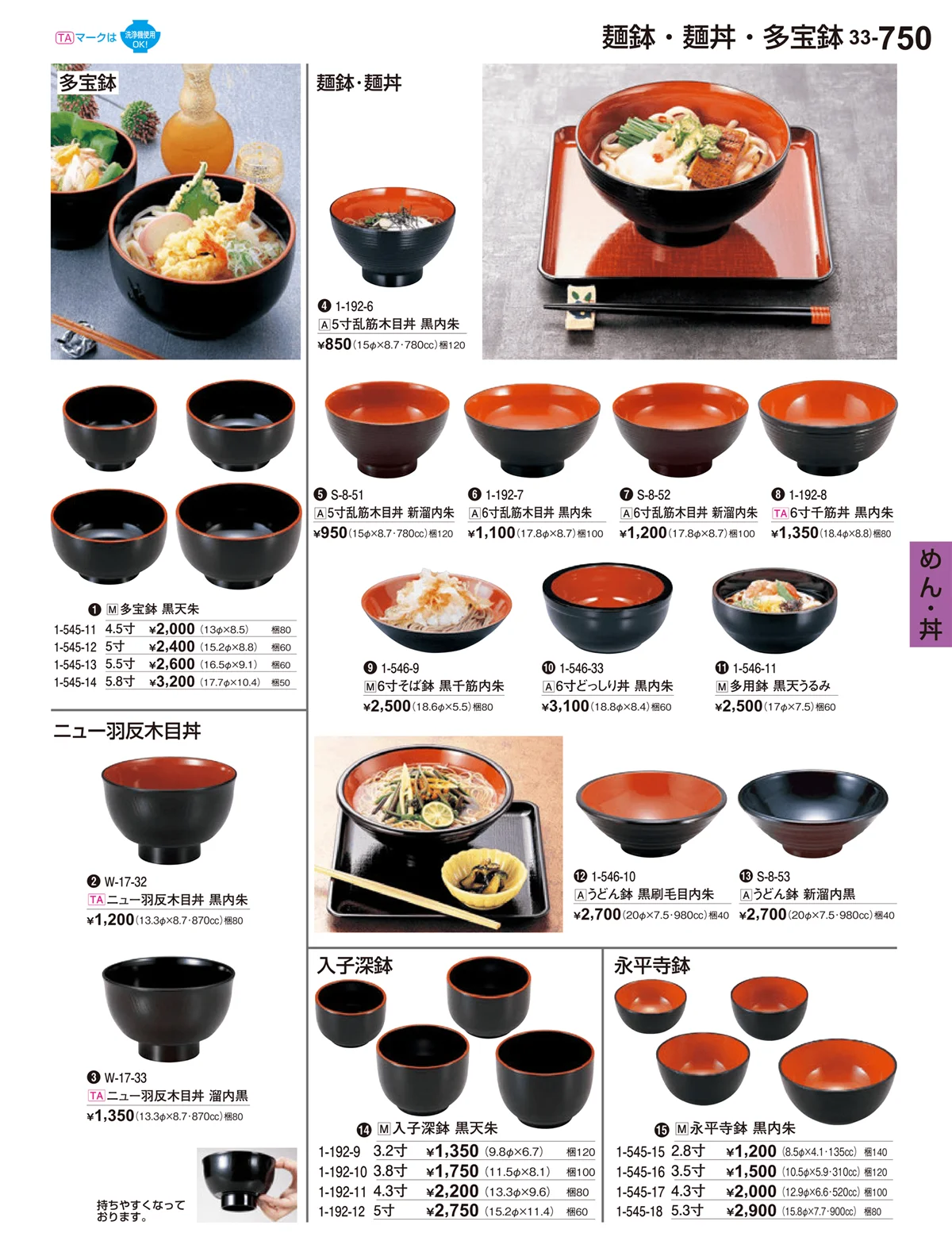割烹漆器vol.33・ページ番号750・めん・丼