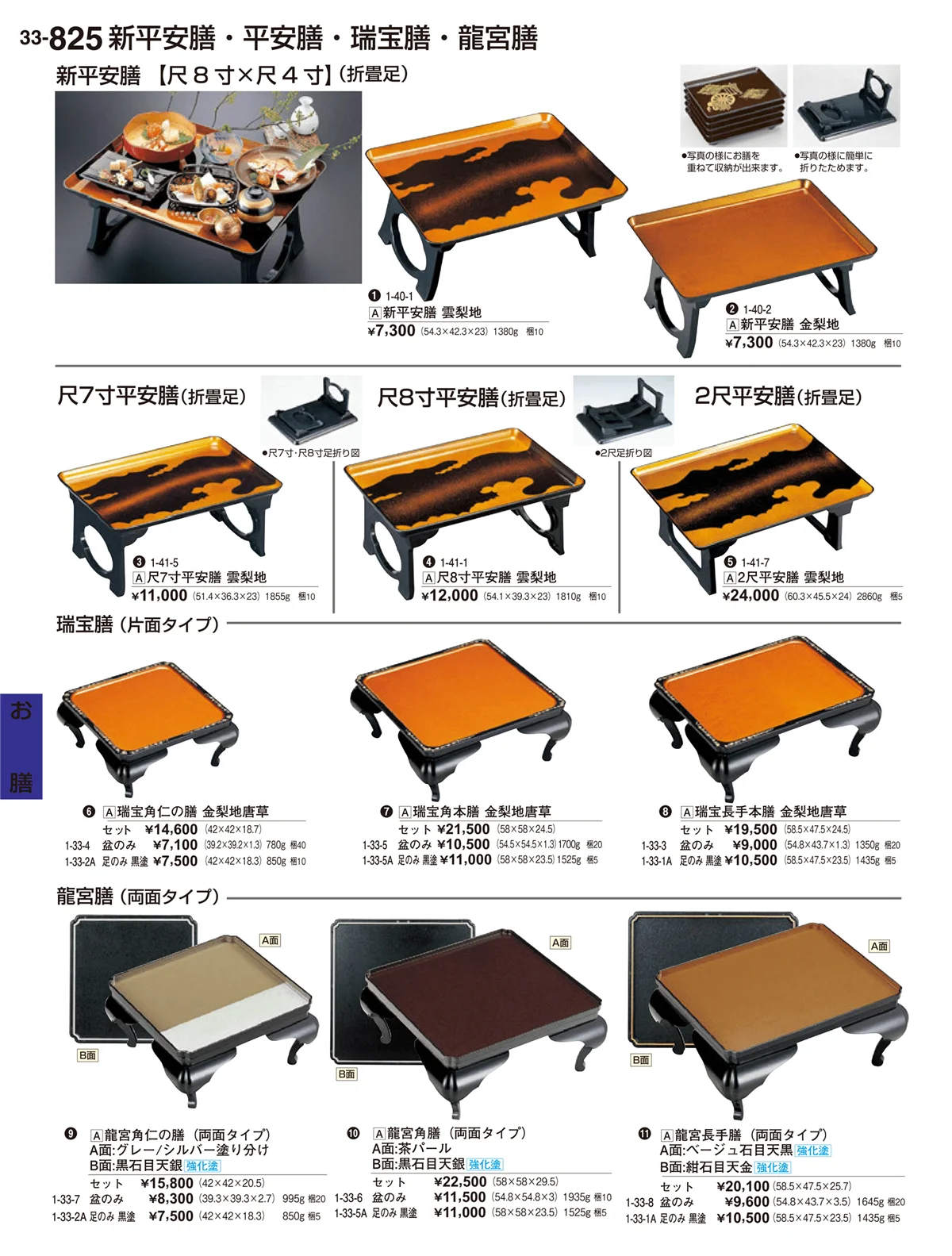割烹漆器vol.33・ページ番号825・お膳