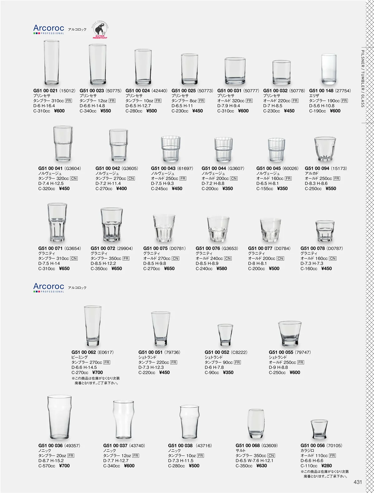 ORIGINAL_TABLEWARE_vol.22・ページ番号431・ピルスナー／タンブラー／グラス
