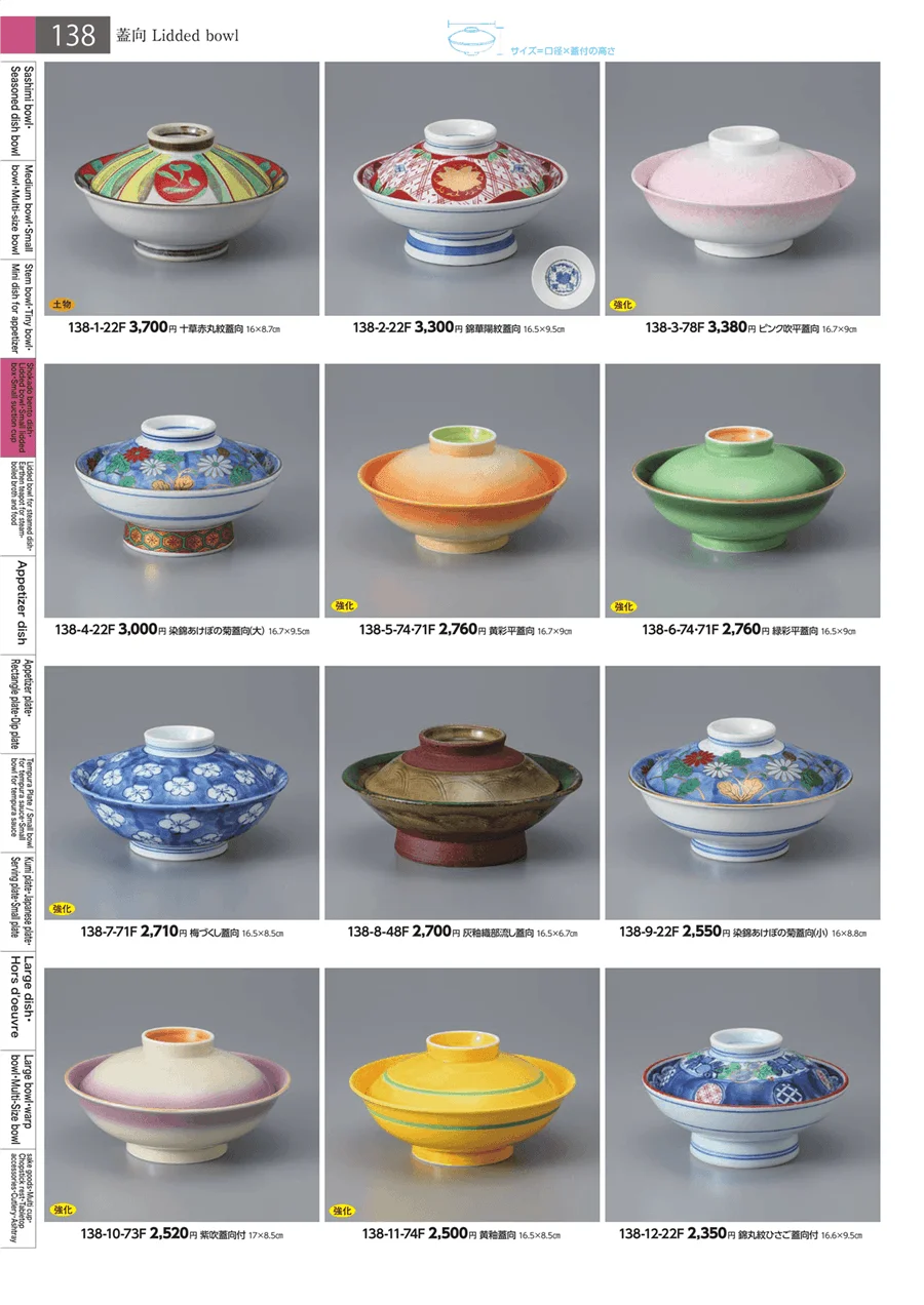 松花堂・蓋向・円菓子碗・小吸碗 ページ138
