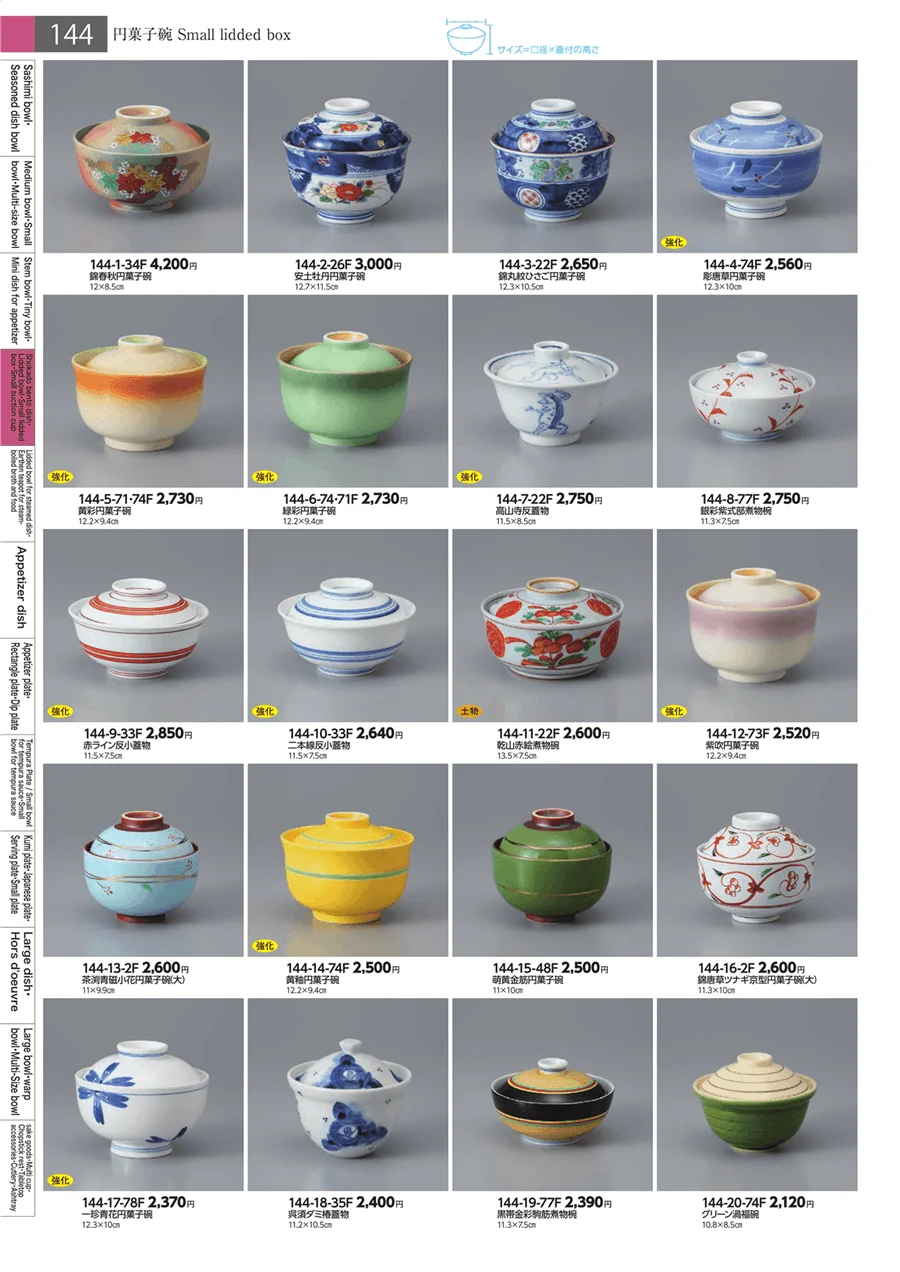 松花堂・蓋向・円菓子碗・小吸碗 ページ144