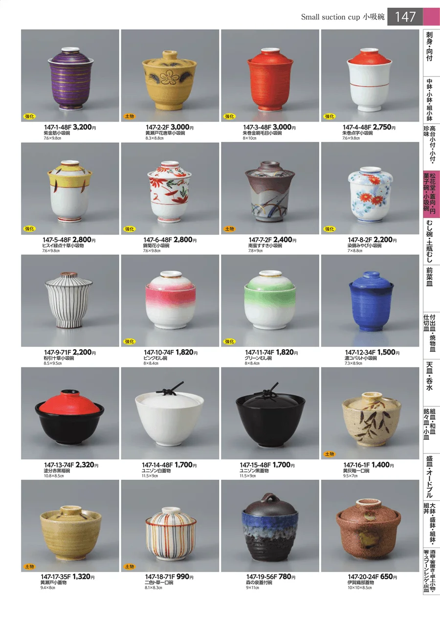 松花堂・蓋向・円菓子碗・小吸碗 ページ147