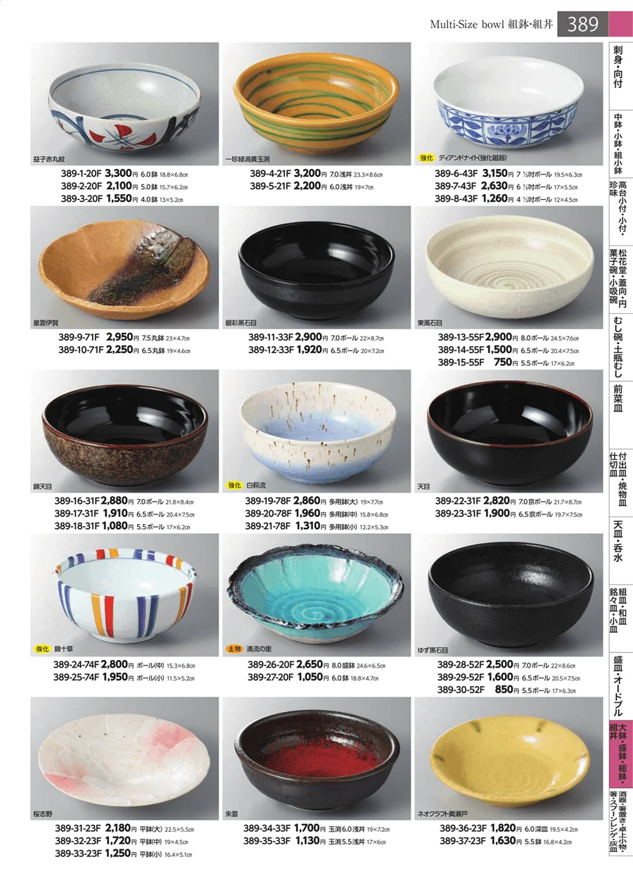 大鉢・盛鉢・組鉢・組丼 ページ389