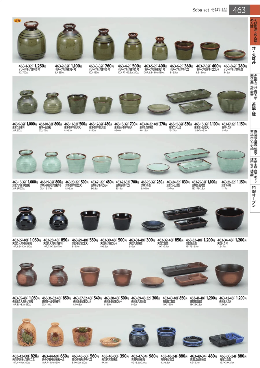 そば用品・めん皿・めん鉢 ページ463