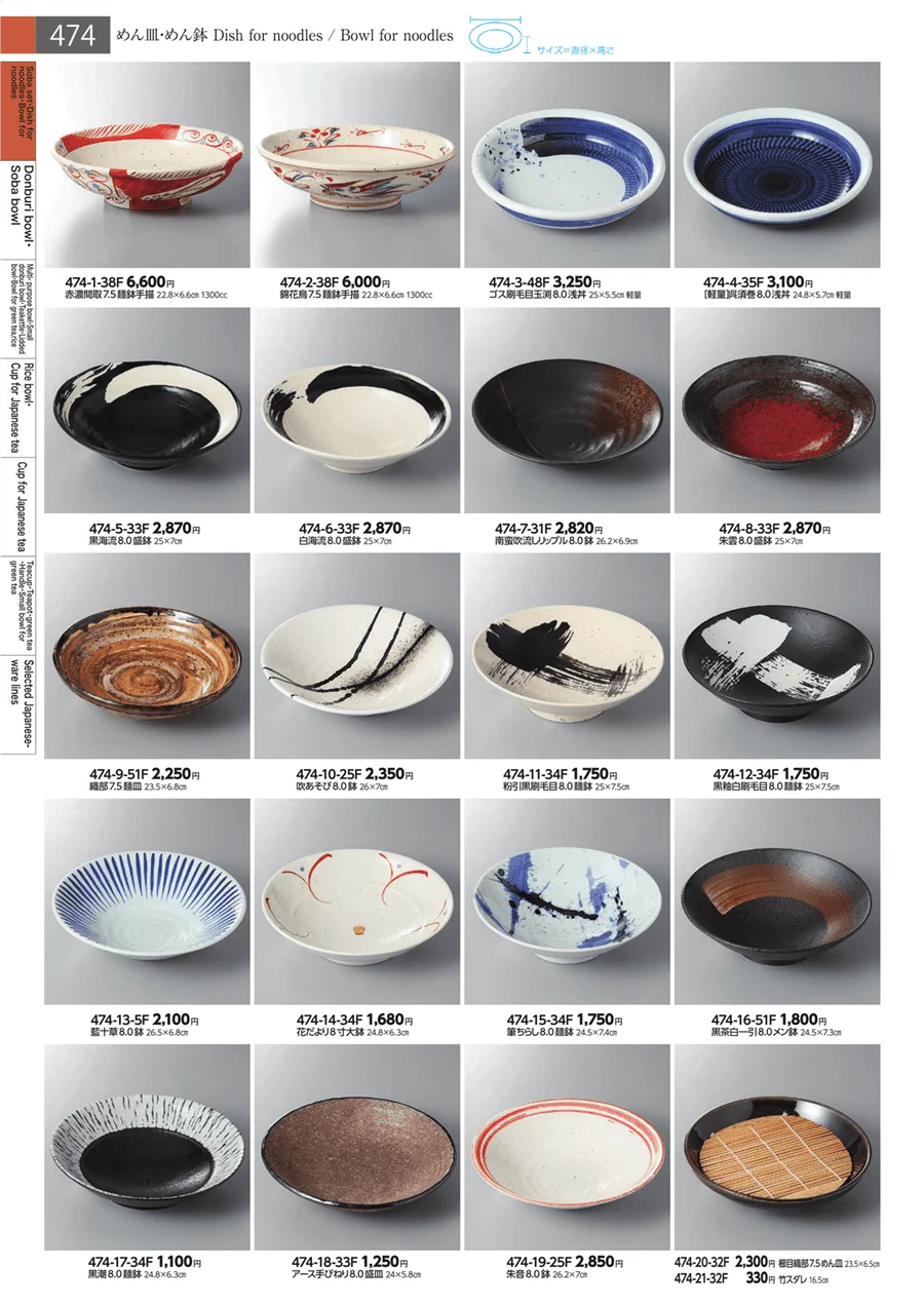 そば用品・めん皿・めん鉢 ページ474