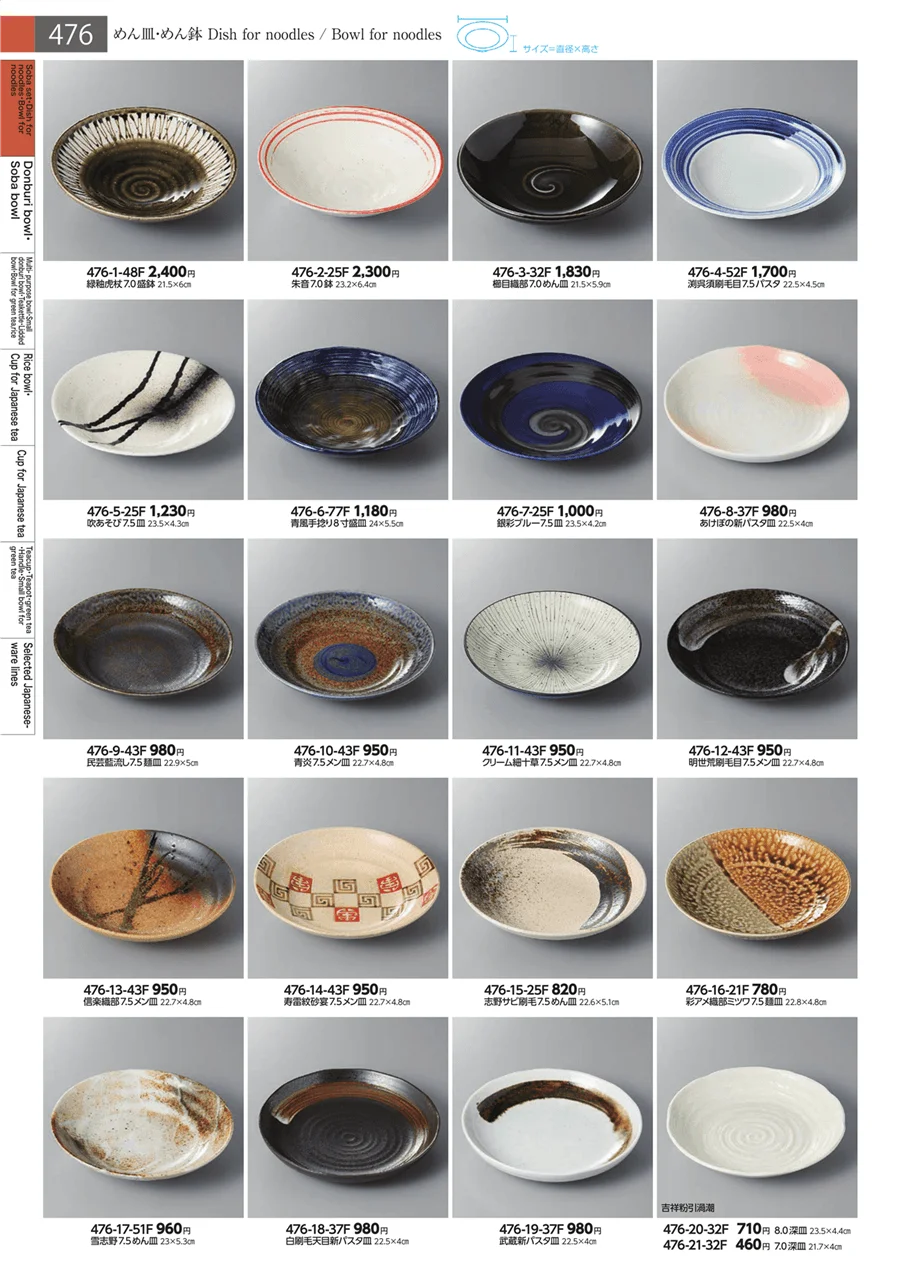 そば用品・めん皿・めん鉢 ページ476