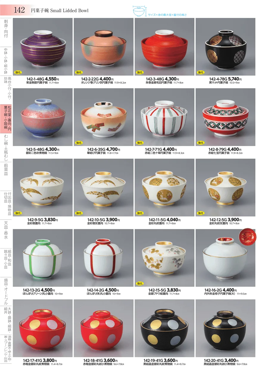 松花堂・蓋向・円菓子碗・小吸碗 ページ142