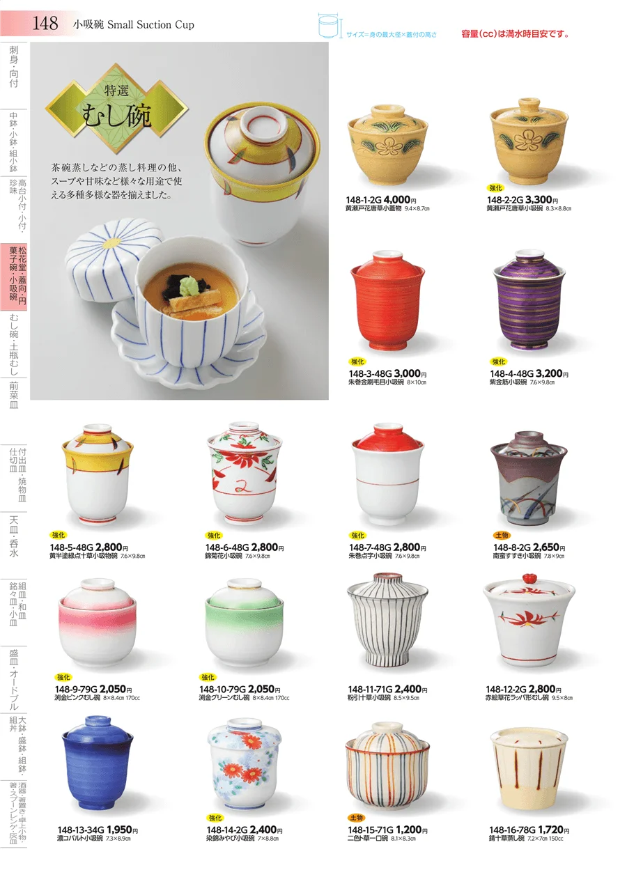 松花堂・蓋向・円菓子碗・小吸碗 ページ148