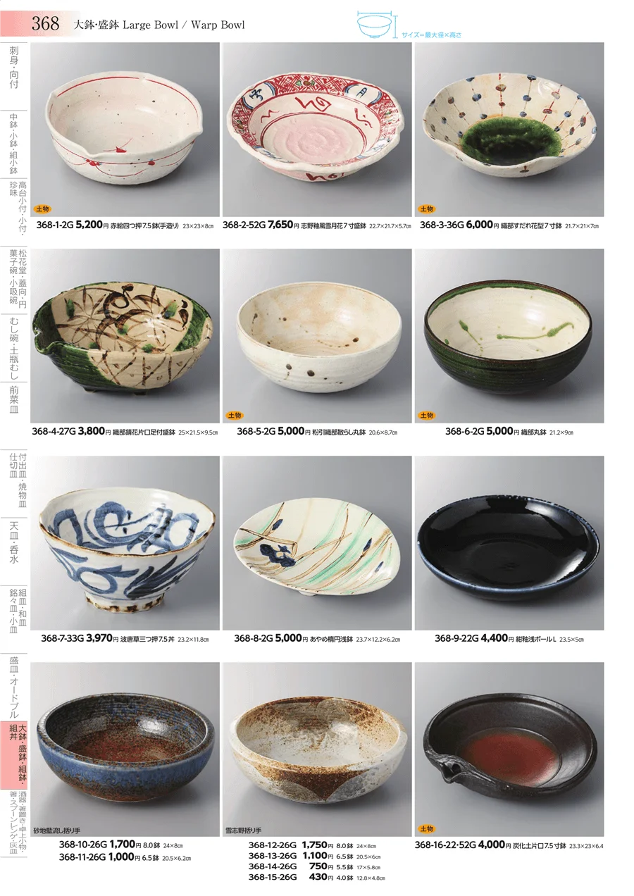 大鉢・盛鉢・組鉢・組丼 ページ368