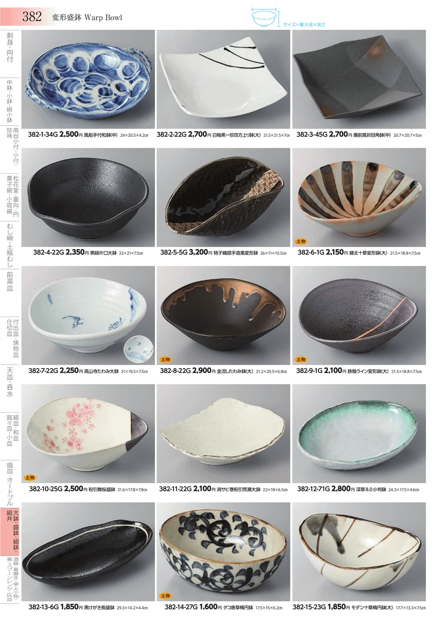 大鉢・盛鉢・組鉢・組丼 ページ382