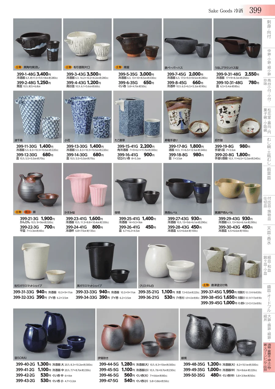 酒器・箸置き・卓上小物・箸・スプーンレンゲ・灰皿 ページ399