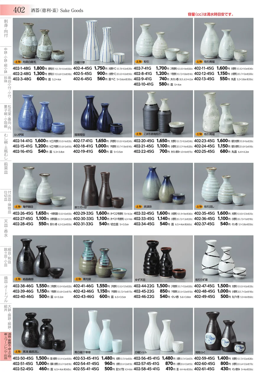 酒器・箸置き・卓上小物・箸・スプーンレンゲ・灰皿 ページ402