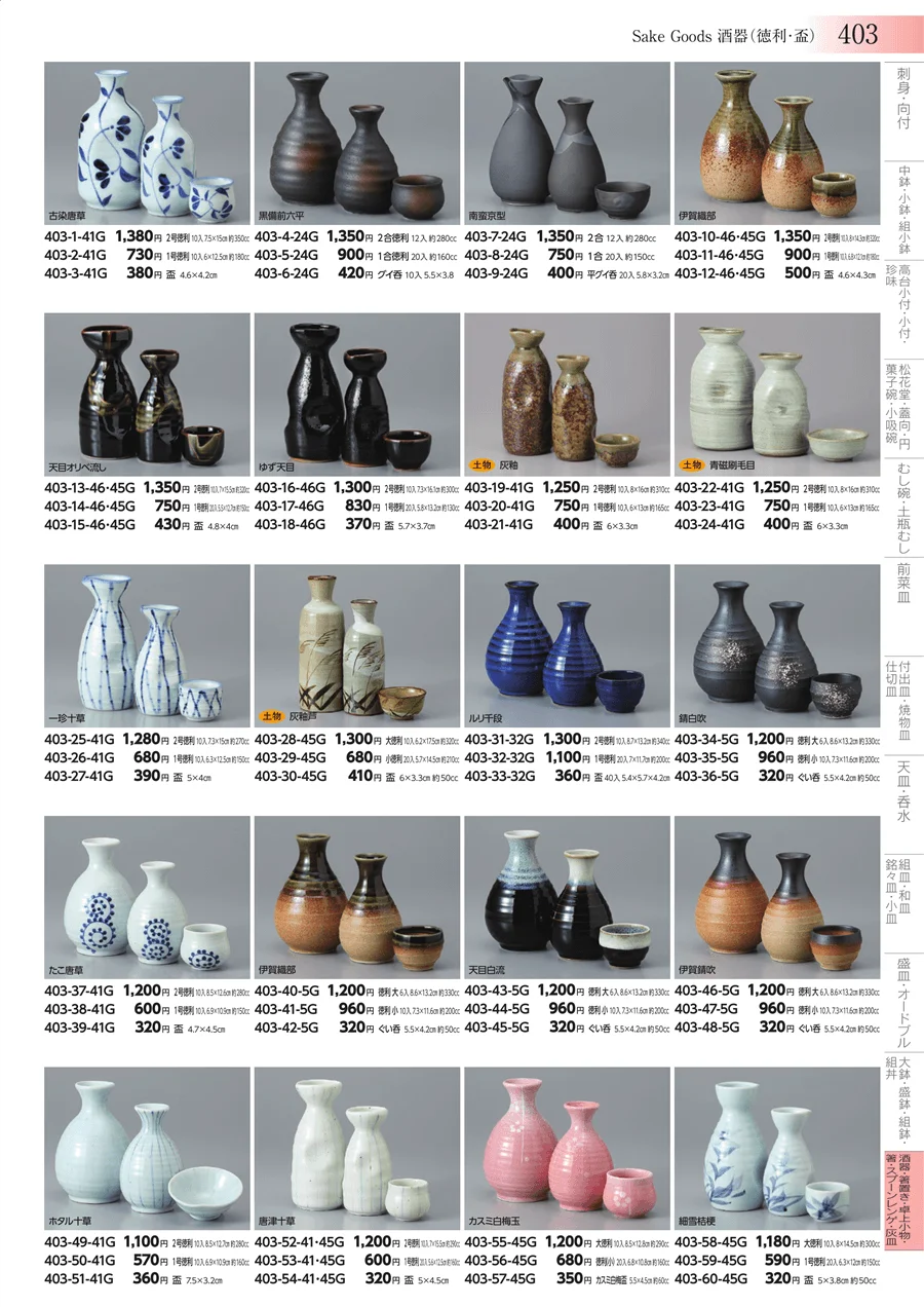 酒器・箸置き・卓上小物・箸・スプーンレンゲ・灰皿 ページ403