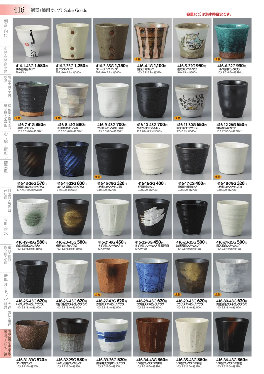 酒器・箸置き・卓上小物・箸・スプーンレンゲ・灰皿 ページ416