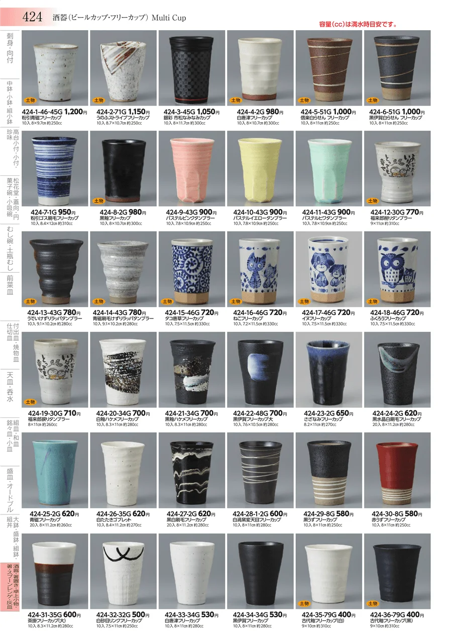 酒器・箸置き・卓上小物・箸・スプーンレンゲ・灰皿 ページ424