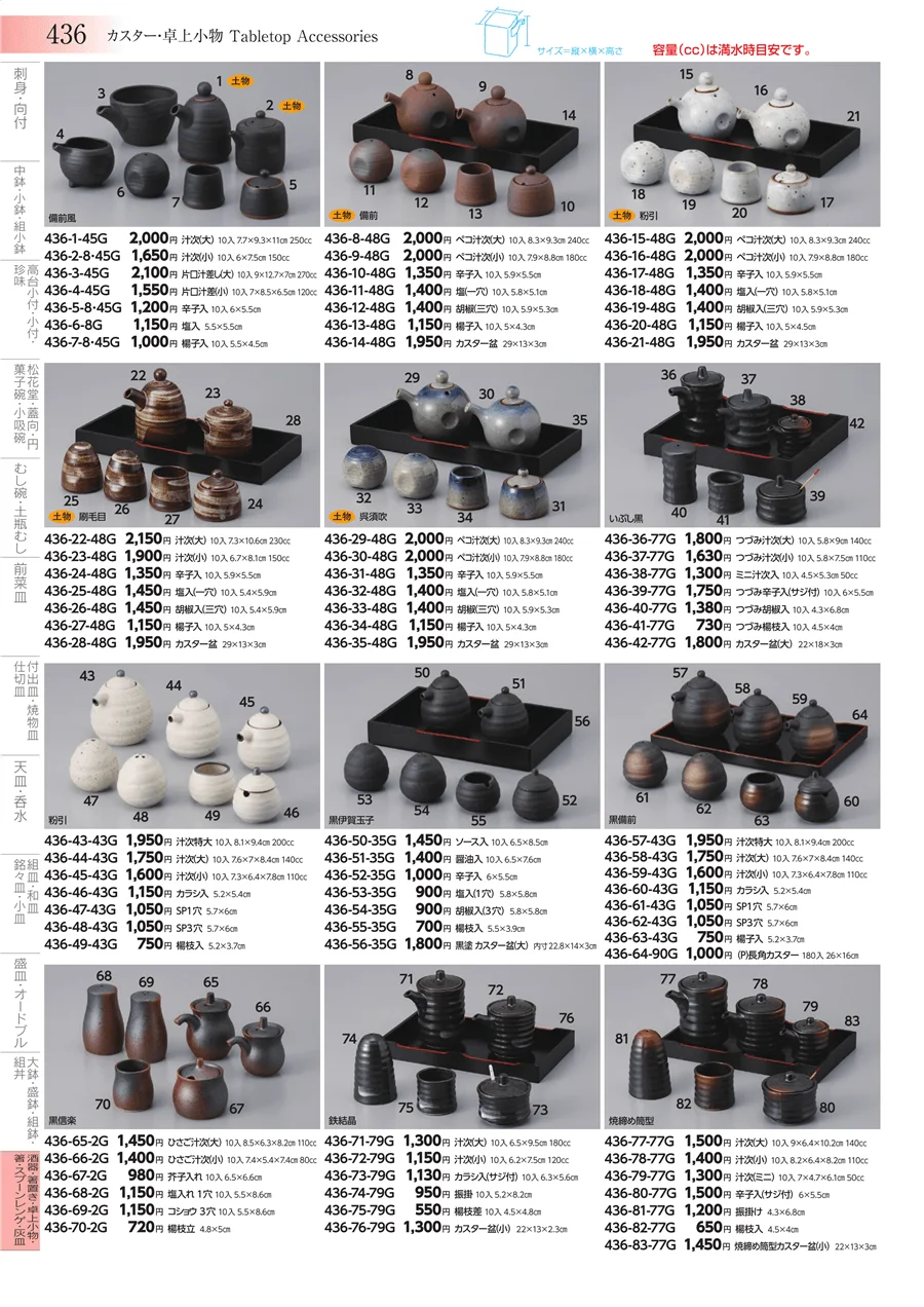酒器・箸置き・卓上小物・箸・スプーンレンゲ・灰皿 ページ436