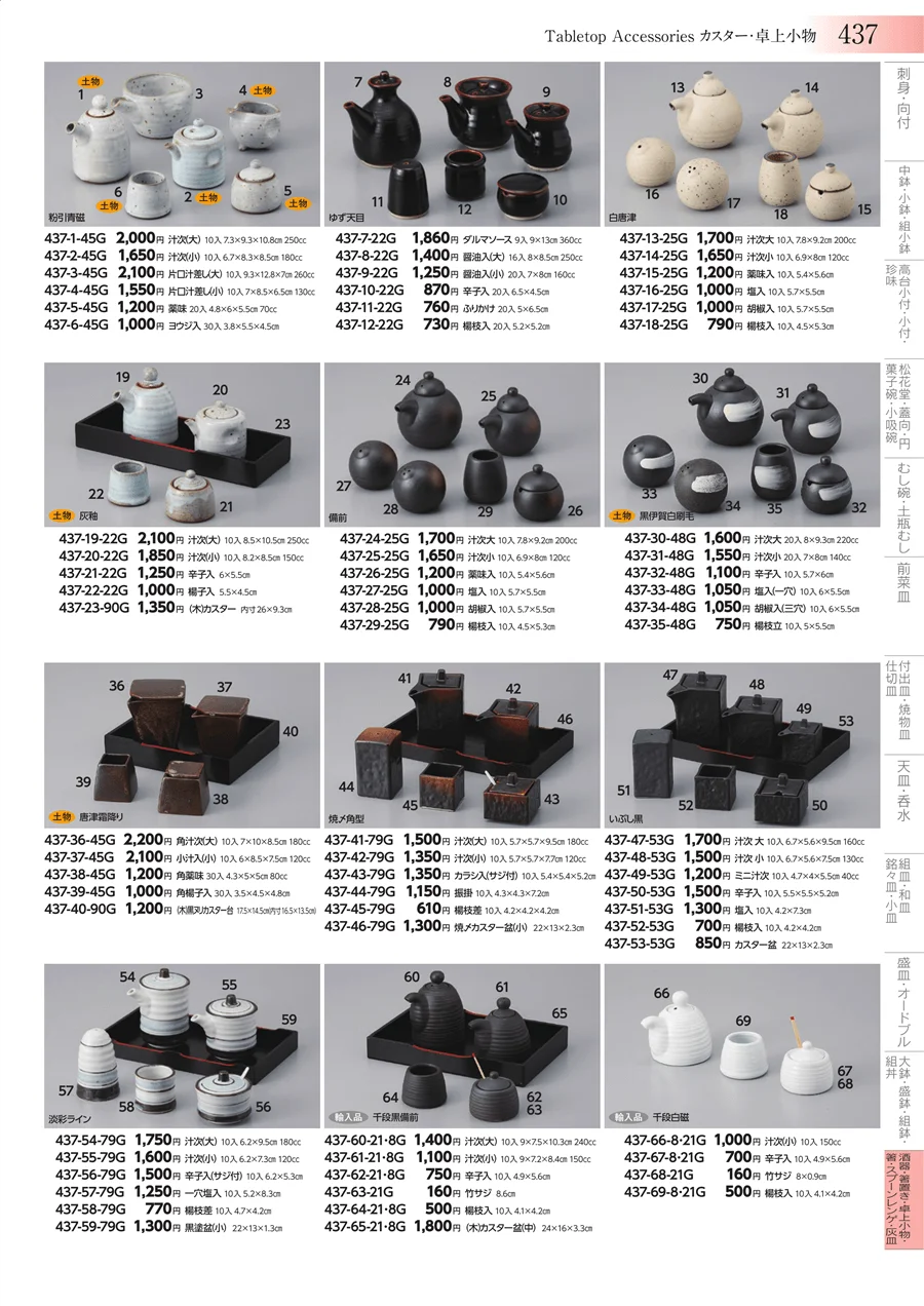 酒器・箸置き・卓上小物・箸・スプーンレンゲ・灰皿 ページ437