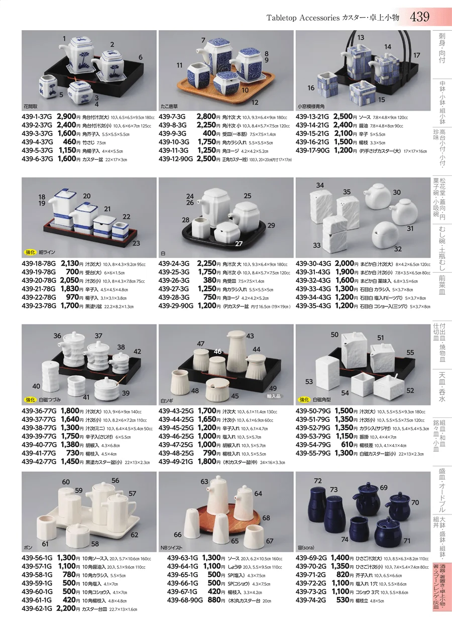 酒器・箸置き・卓上小物・箸・スプーンレンゲ・灰皿 ページ439