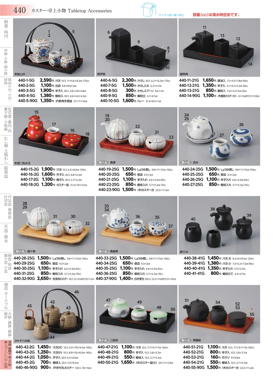 酒器・箸置き・卓上小物・箸・スプーンレンゲ・灰皿 ページ440