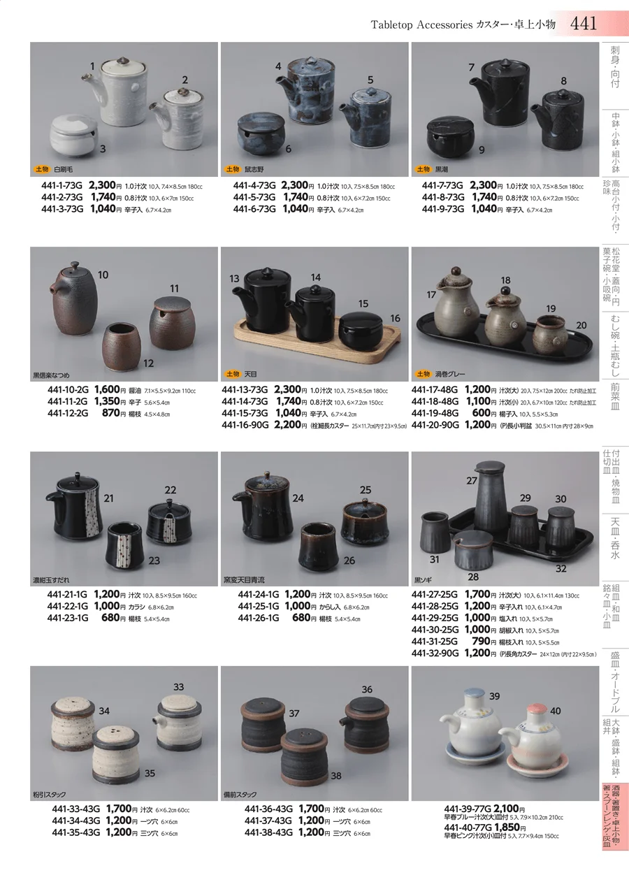 酒器・箸置き・卓上小物・箸・スプーンレンゲ・灰皿 ページ441