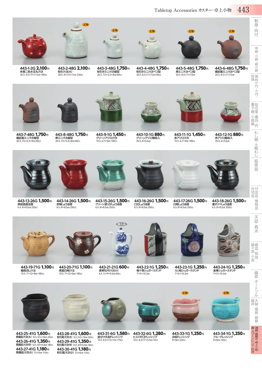 酒器・箸置き・卓上小物・箸・スプーンレンゲ・灰皿 ページ443