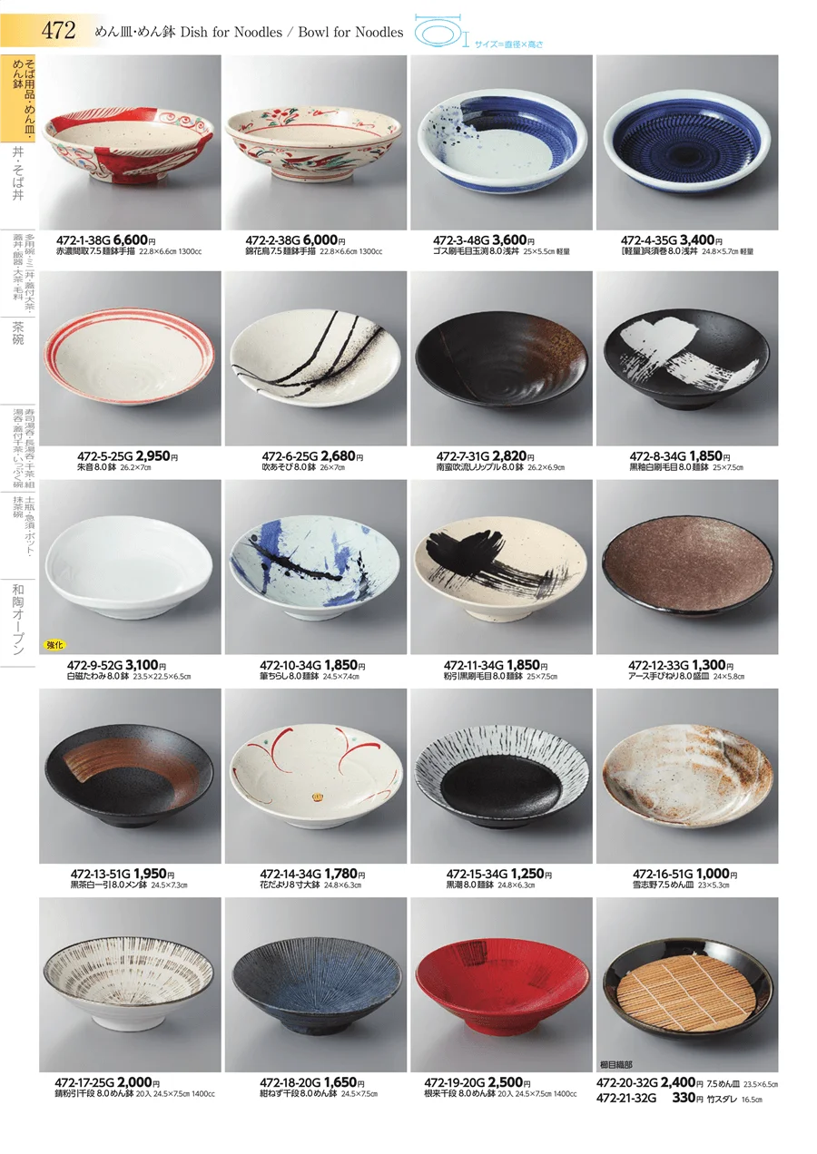 そば用品・めん皿・めん鉢 ページ472