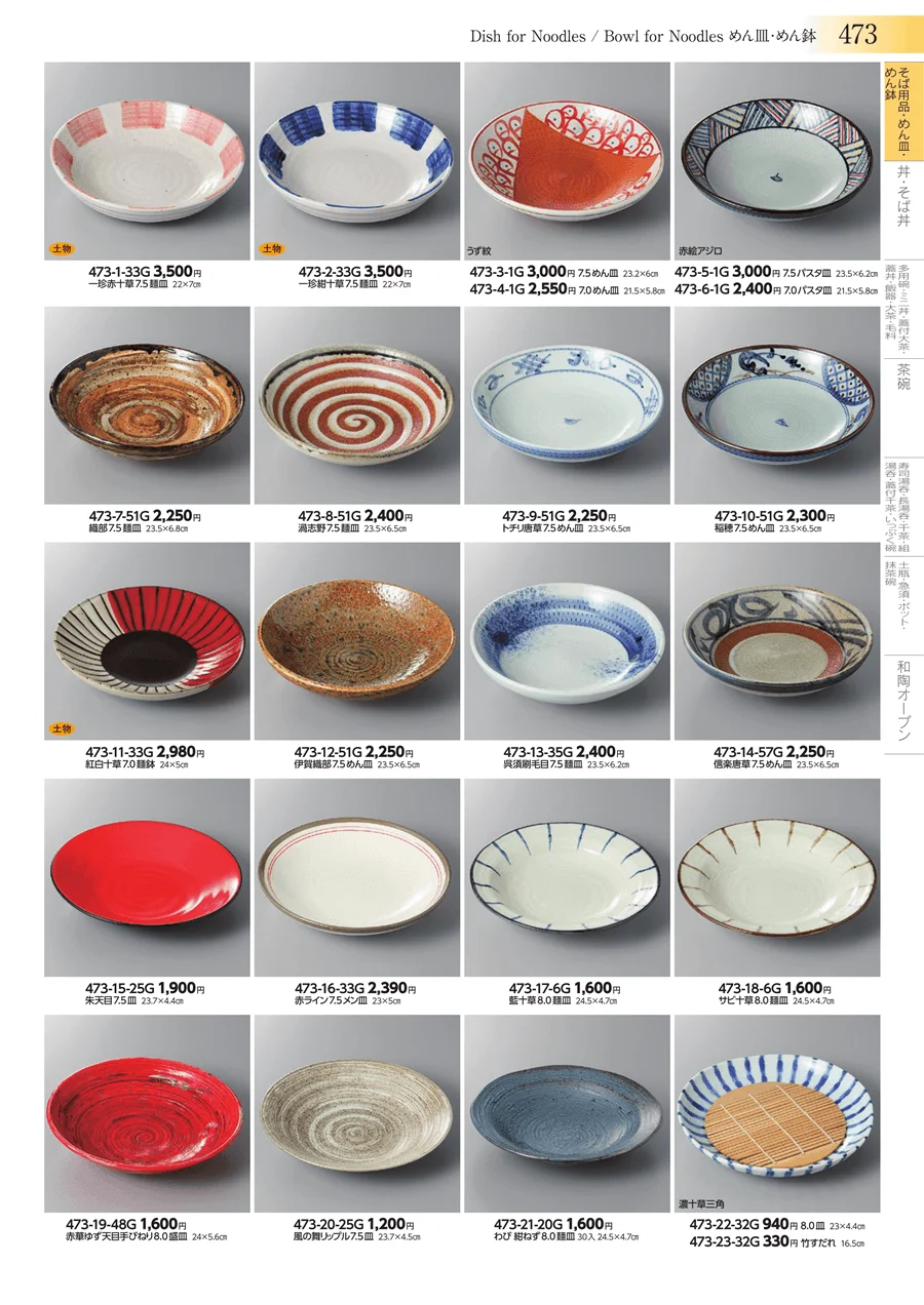そば用品・めん皿・めん鉢 ページ473