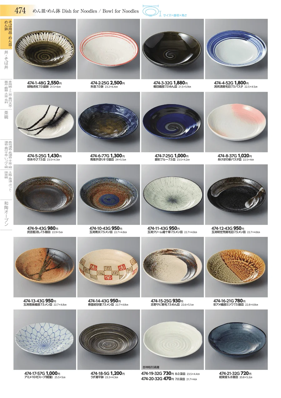 そば用品・めん皿・めん鉢 ページ474