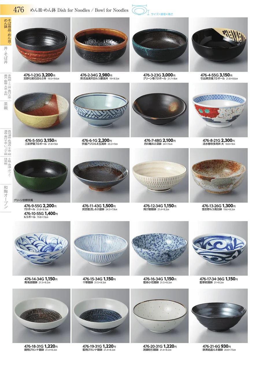 そば用品・めん皿・めん鉢 ページ476
