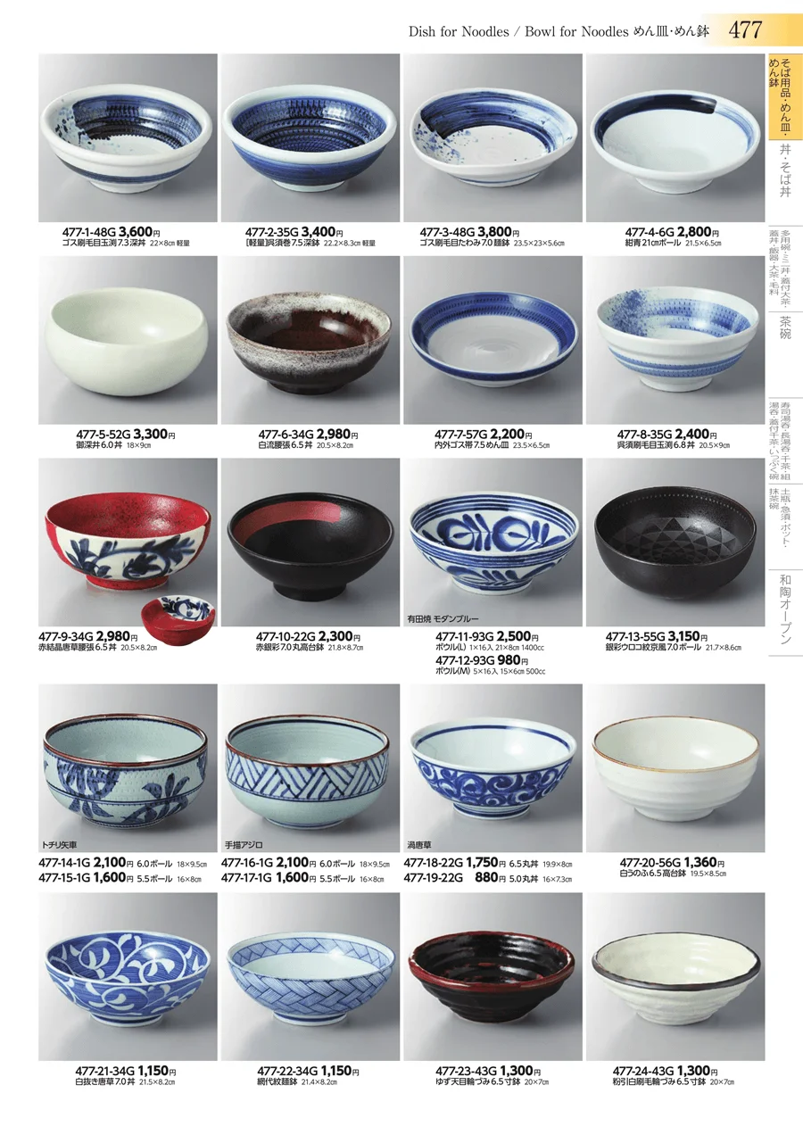 そば用品・めん皿・めん鉢 ページ477