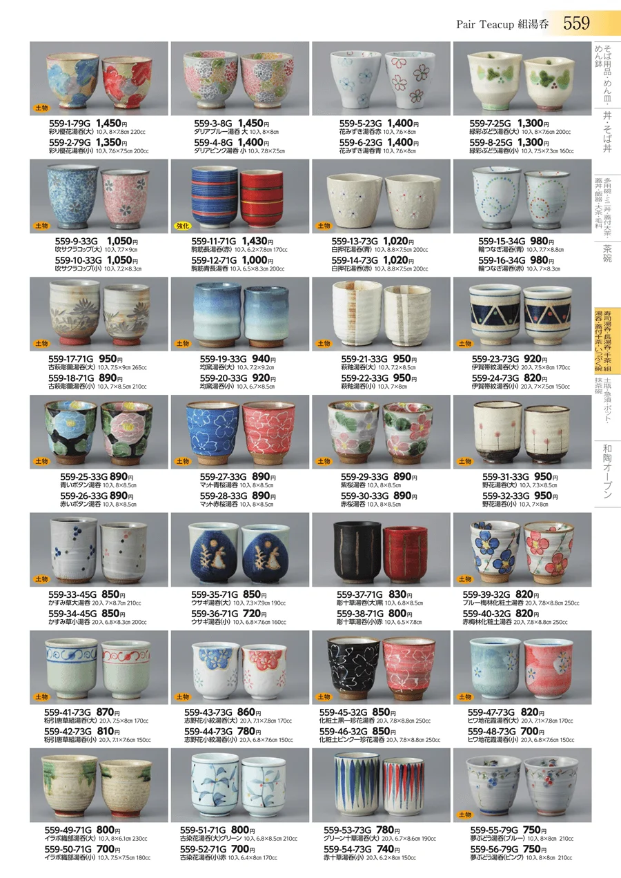 寿司湯呑・長湯呑・千茶・組湯呑・蓋付千茶・いっぷく碗 ページ559