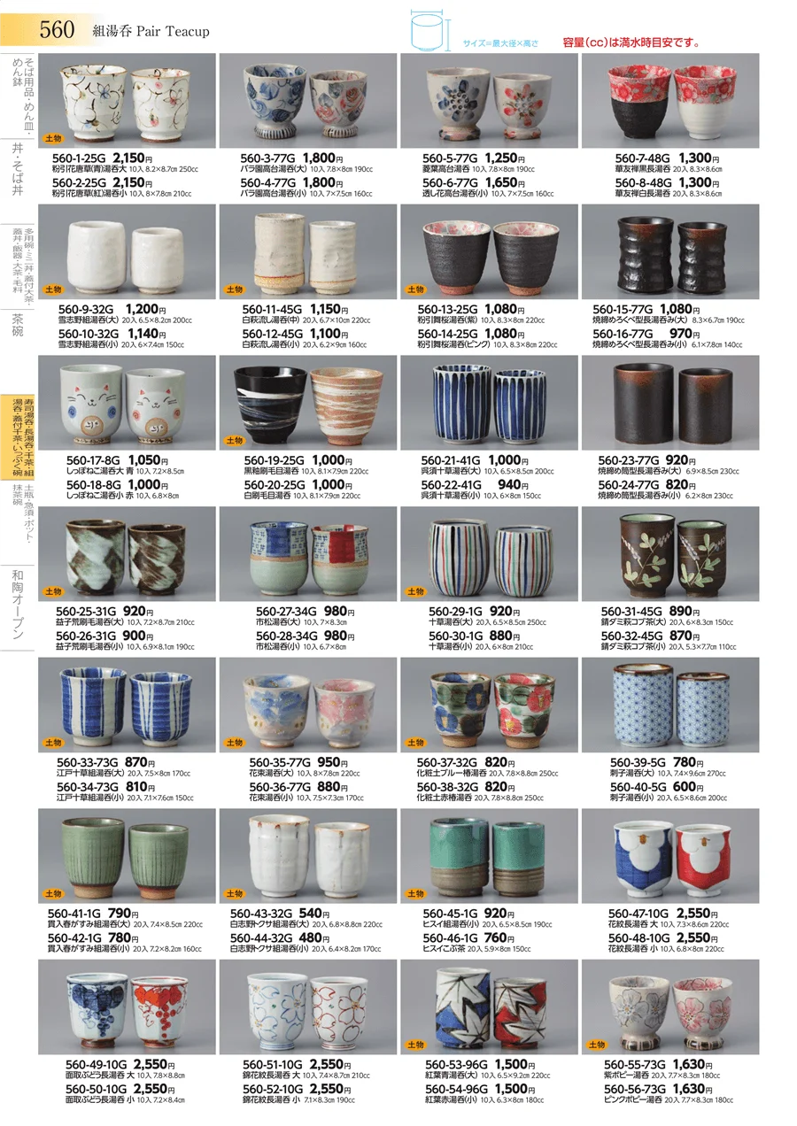 寿司湯呑・長湯呑・千茶・組湯呑・蓋付千茶・いっぷく碗 ページ560