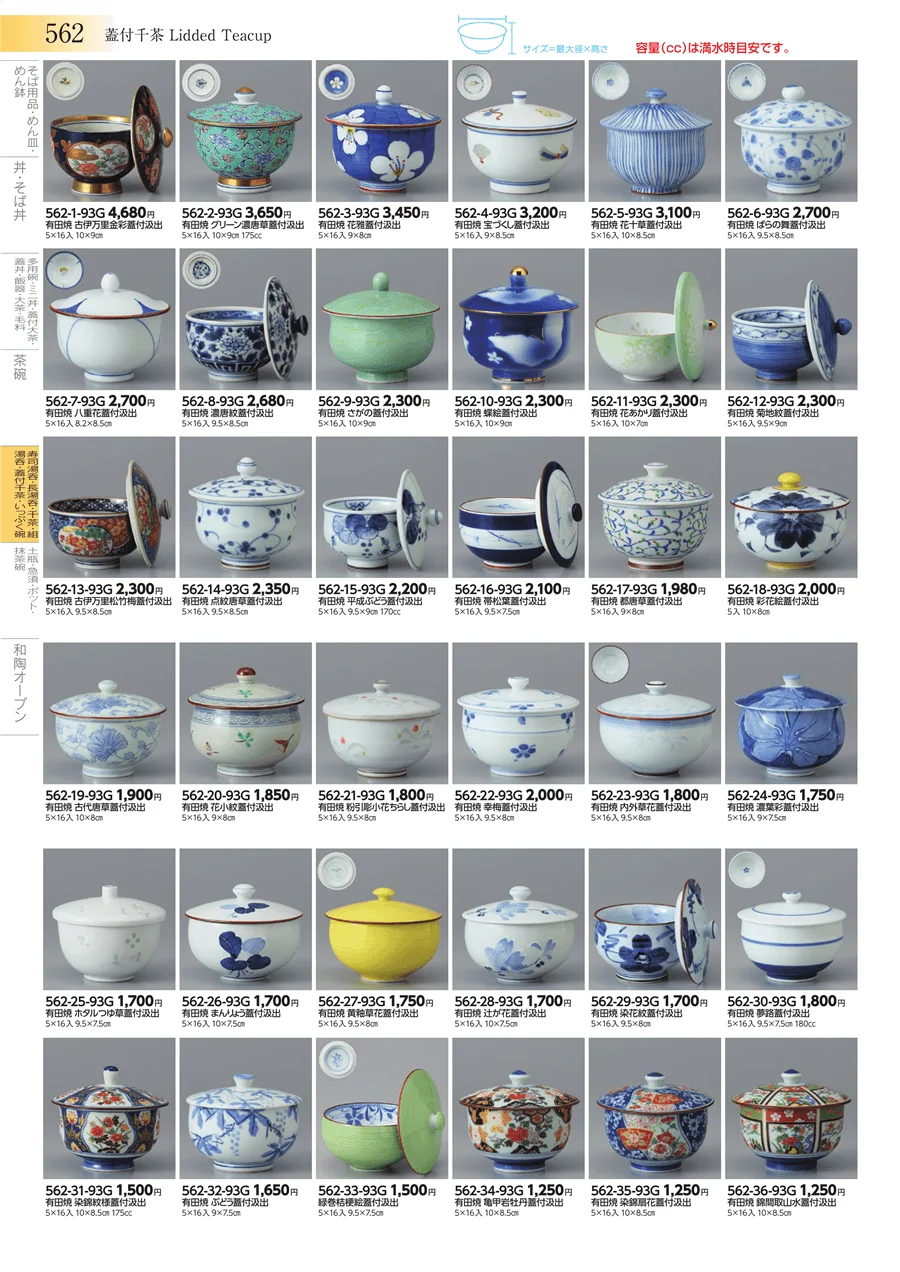 寿司湯呑・長湯呑・千茶・組湯呑・蓋付千茶・いっぷく碗 ページ562
