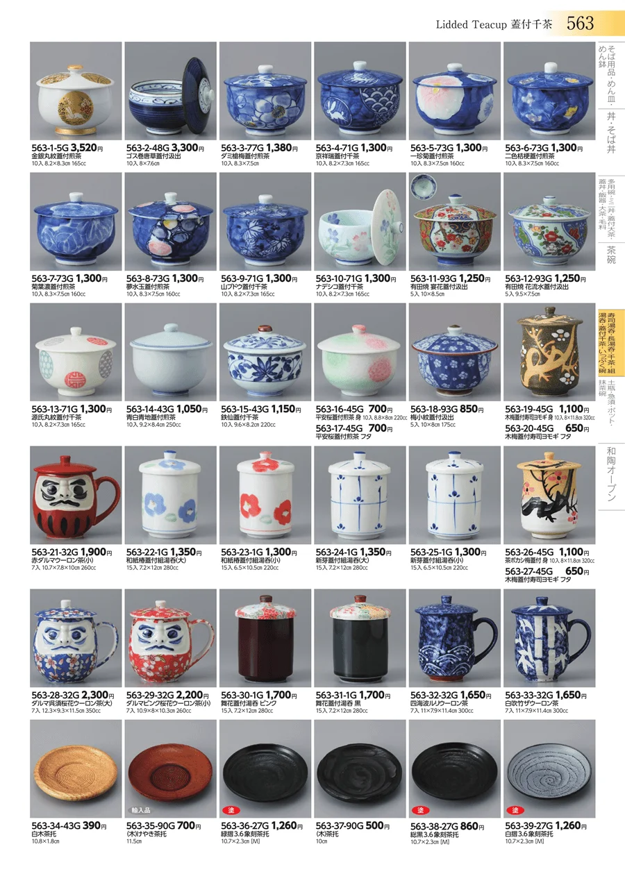 寿司湯呑・長湯呑・千茶・組湯呑・蓋付千茶・いっぷく碗 ページ563