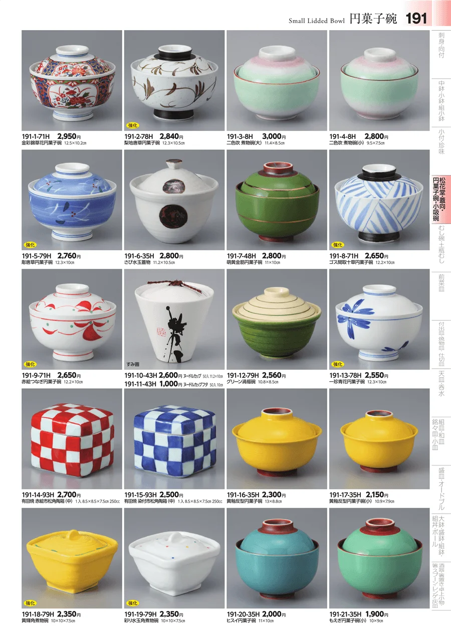 松花堂・蓋向・円菓子碗 ページ191